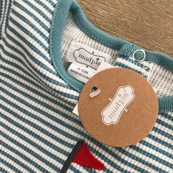 Mudpie Baby Boy Waffle Golf Romper Shortie 3-6 6-9 9-12 months - Picture 3 of 5